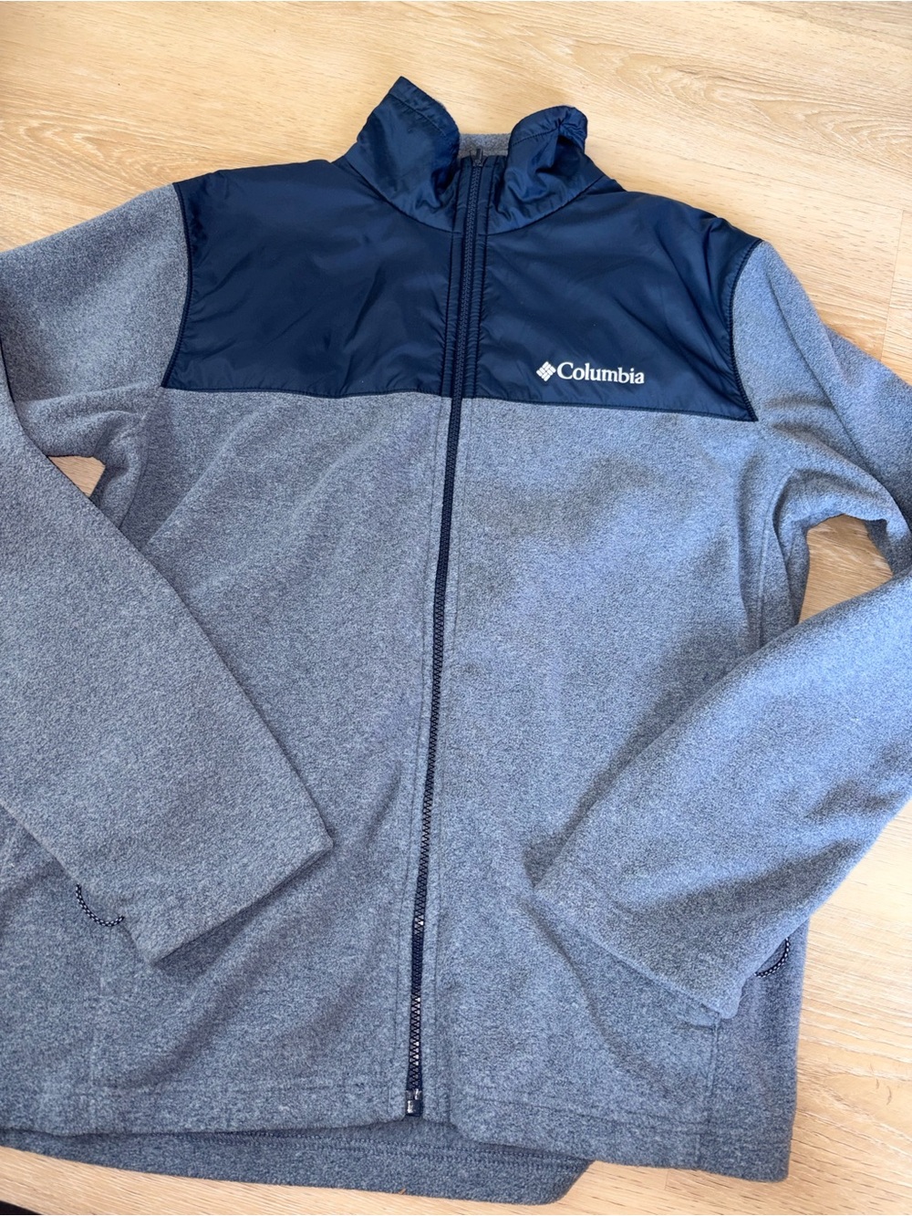 Columbia Gray and Navy Fleece Zip Jacket